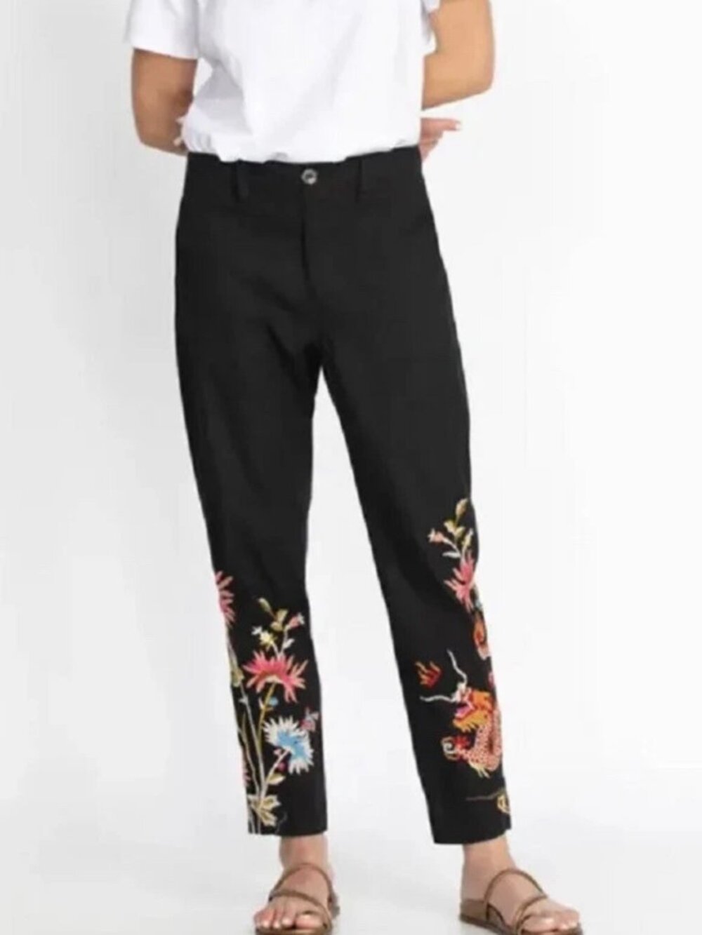 NWT Johnny Was Mina Embroidered Worker Pant - Size 2